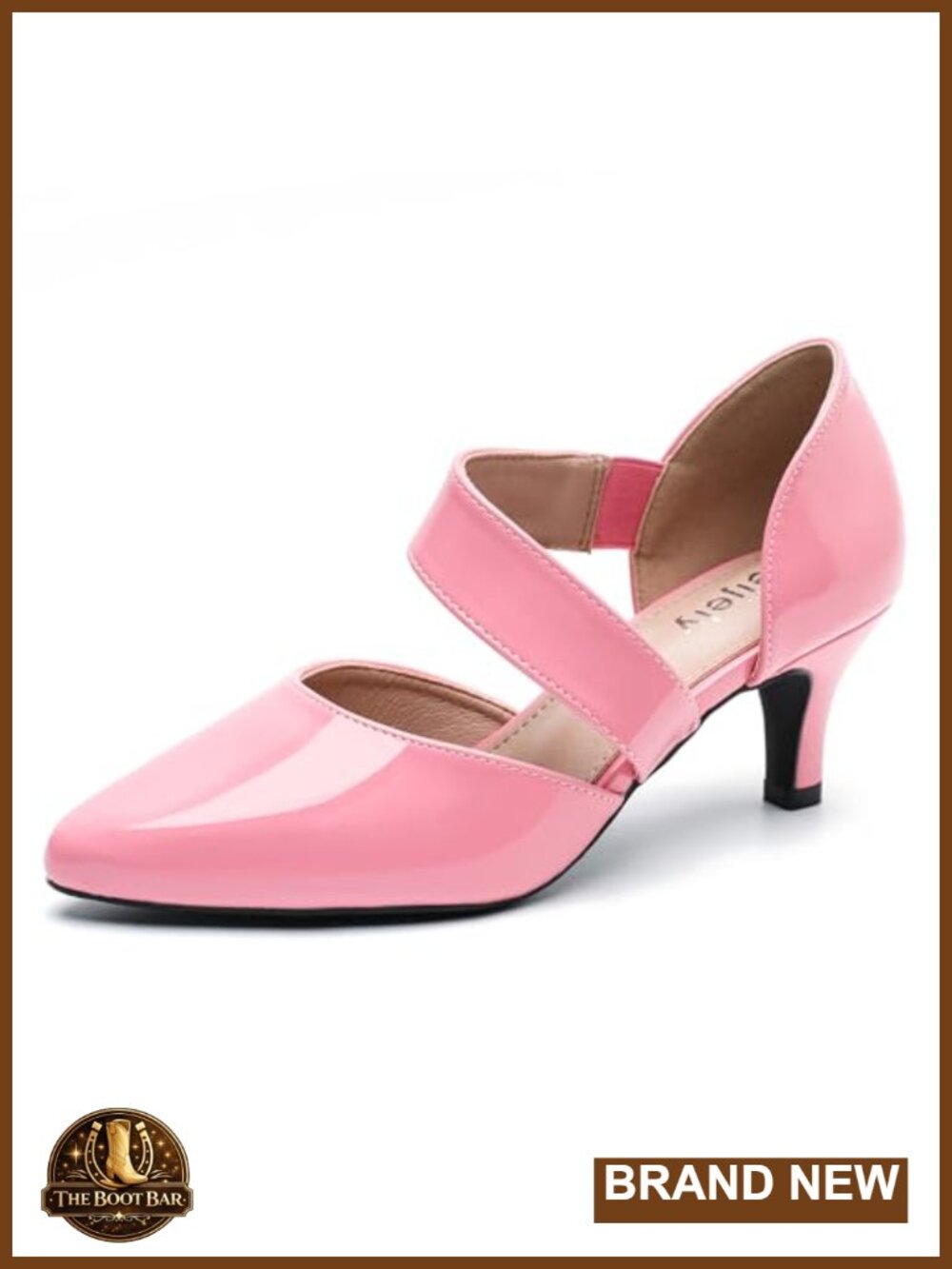 Pointed Toe Kitten Heel Pumps with Elastic Strap Slip On Professional Office